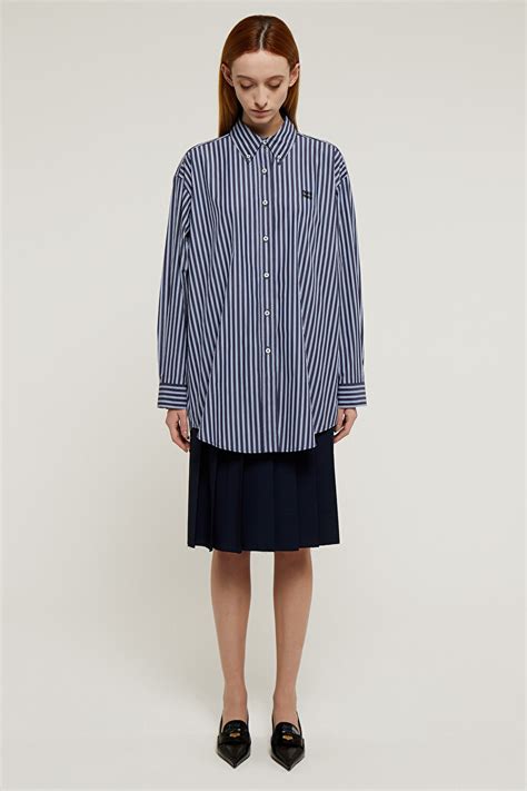 Striped Shirt with Logo MIU MIU 